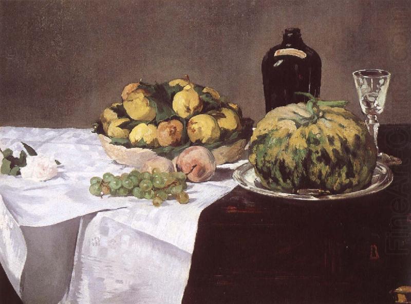 Stilleben with melon and peaches, Edouard Manet
